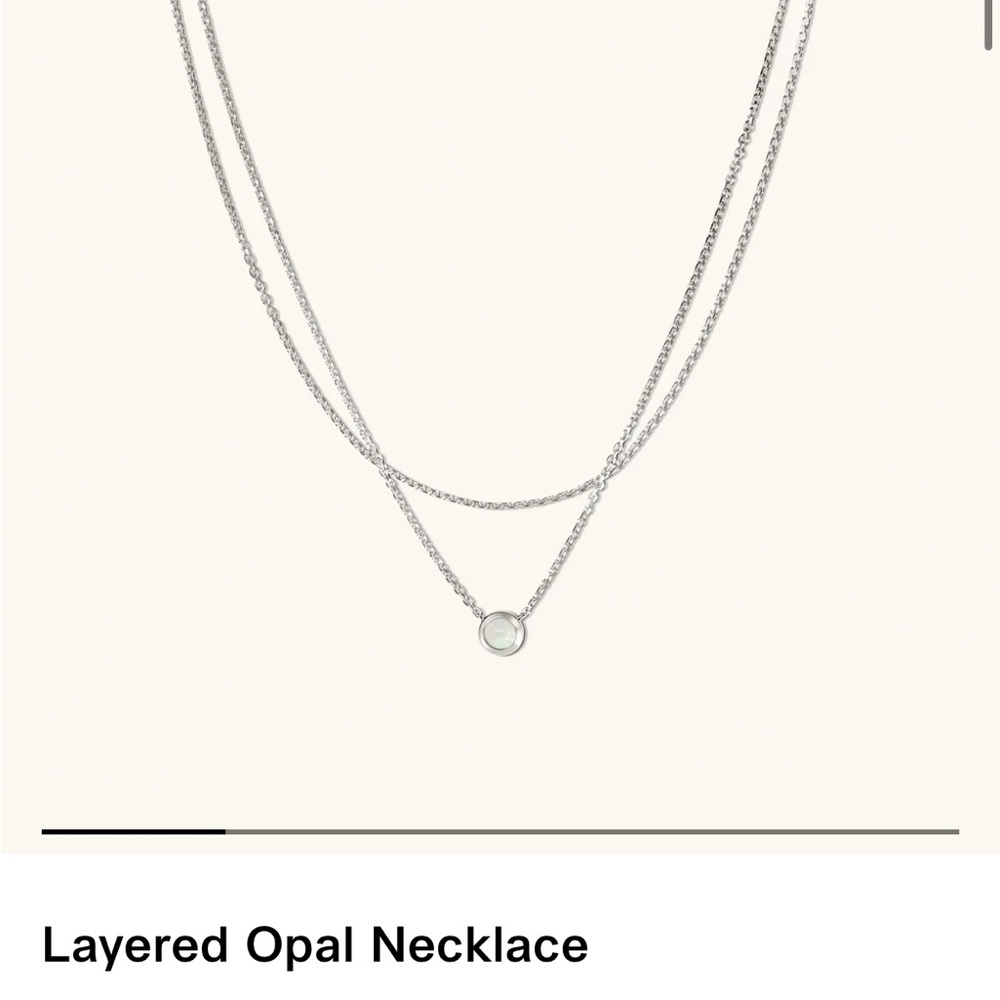 Mejuri Double Silver Layered Necklace with Opal Charm